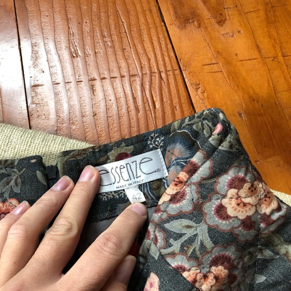 Essenze Designer Italy 42 XS floral quilted pencil straight skirt cottagecore - Picture 5 of 10